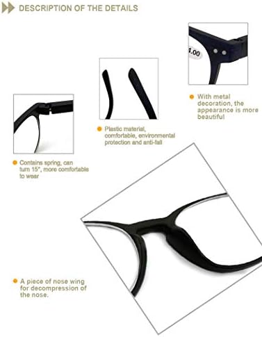 Heeyyok очила за читање мажи/жени 5-пакети читатели, дизајн на дрво со флексибилна пролетна шарка, удобно носење лесни очила за очила за сонце, вклучително и 5-торбички