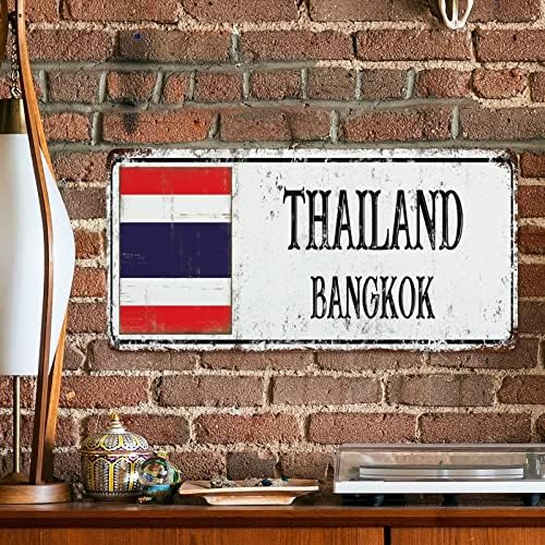 Вогуангис Тајланд Знаме Метал Калај Знак Бангкок Ретро Улица Висечки Знак Национално Знаме Град Сувенир Мажи Пештера Знаци Патување