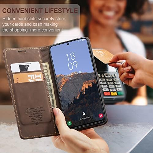 Случајот CaseMe Samsung Galaxy S23, Магнетни Штанд Флип Заштитна Корица Книга Стил Кожен Капак Паричник Случај Со Кредитна Картичка