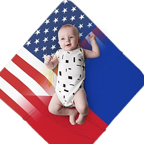 Филипини Американско знаме бебе ќебе кое прима ќебе за обвивка за покривање на новороденчиња за новороденчиња