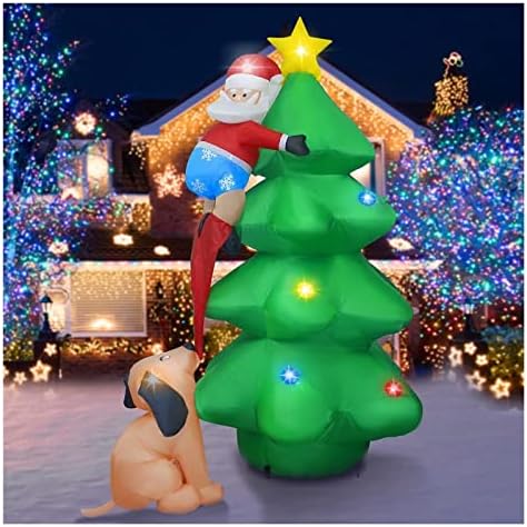 Пифуд отец Божиќна елка на надувување 8ft осветлување Божиќна забава за осветлување на отворено Нови години Божиќни украси