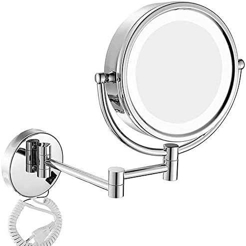 СРВНТ козметичко огледало за шминка за бања, 3-бои LED сјајно мулти-пати зголемувачки стакло 360 двострана ротирачка површина со огледало