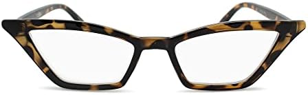 Tortoise Funky Cat Eye Eye Reading Очила за жените да изгледаат стилски, модерни со висок вид - удобно за сите очила за читање на жени во форма на лице - цврсти читатели - 2,75 очила за ?