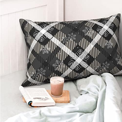 Jicrrt карирана карирана тартан во црни кревети перници страни и врвни хипоалергични перници