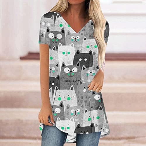 Nokmopo женски плус големина врвови на летни печати маица Pulverove
