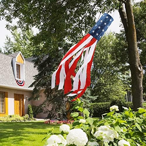 Декорации од 4 јули, 40 инчи Американски ветровик, тешка должност, патриотски четврти јули, декор на отворено, американско знаме во САД со везени starsвезди, црвено бело