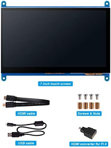 Куман 7 инчен капацитивен екран на допир TFT LCD дисплеј HDMI модул 1024x600 за Raspberry PI 3 2 Model B и RPI 1 B+ A BB Black
