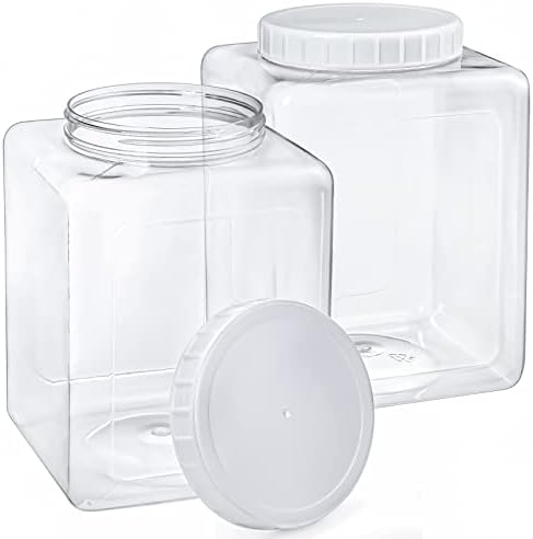 Елсјој 2 Спакувајте Пластични Тегли Од 1,3 Литри, Пластични Контејнери Со Галон Со Капаци, Голема Квадратна Пластична Тегла За Складирање
