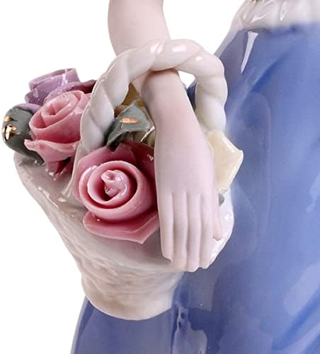 MTME ṁè Порцелански фигурини дама назад со цвеќиња, извајани статуи, рачно заработки, уметничка опрема, скулптура, домашен декор,