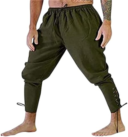 Машки глужд, врзани пиратски панталони, обични панталони за мажи Викинг Навигатор Панталони лабави панталони за половината