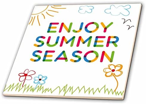 3дроза Уживајте Во Летната Сезона шарен текст и цртеж од деца рачни Плочки