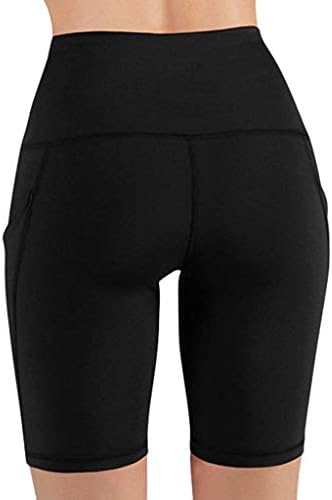 ЈАНГИЈ КИНГБО женски јога Кратка контрола на стомакот Атлетски тренингот со високи половини што работи шорцеви со џебови црни, брендови