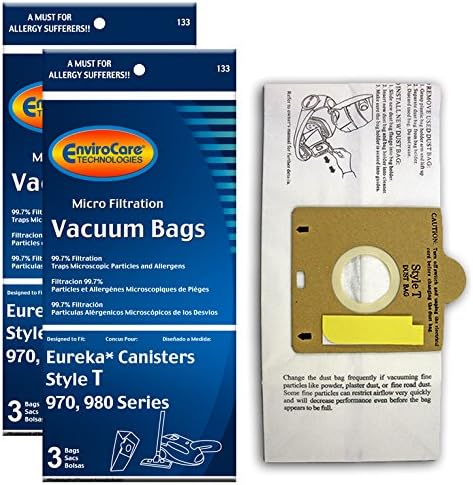 Замена на EnvIrocare Замена микро филтрација вакуумска прашина торби направени за да одговара на стилот на Еурека Т 970 980 Канистри 6 пакувања
