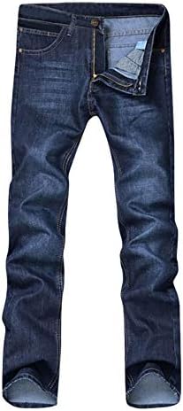 Andongnywell директно вклопени машки фармерки младински обични тенки обични панталони со тексас панталони со џеб со копче за патент