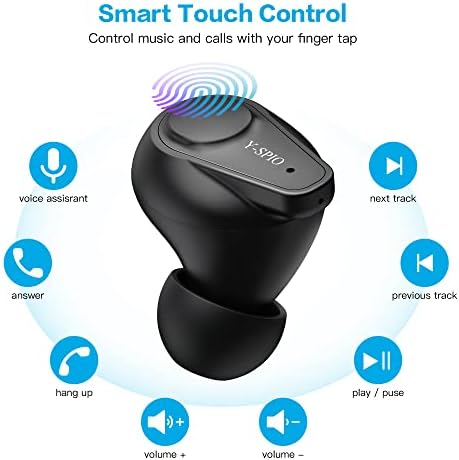 Y-SPIO Безжични Слушалки, Bluetooth 5.2 Слушалки Со HD Микрофон, Контрола На Допир Безжични Bluetooth Слушалки, Во Уво HiFi Стерео
