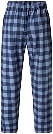 Пижами Панталони За Мажи Празнични Карирани Лежалки Со Џебови Лежерна Еластична Панталона За Спиење На Половината