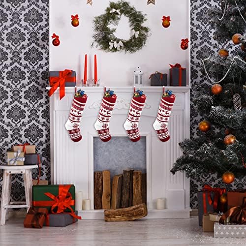 Стакло wallидни украси 18инх Божиќни украси Божиќни чорапки кесички плетени чорапи Големи божиќни чорапи торбички приврзок занишан