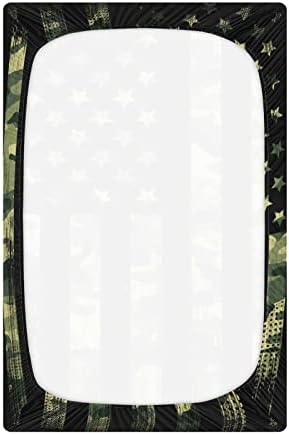 Американското знаме на Алаза со камуфлажа гранџ чаршави чаршафи опремени басинет лист за момчиња бебе девојчиња дете, стандардна