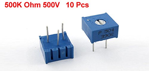 UXCELL A13081500UX0352 500K OHM 500V тример 3/8 квадратни cermet променливи резистори потенциометри, 10 парчиња
