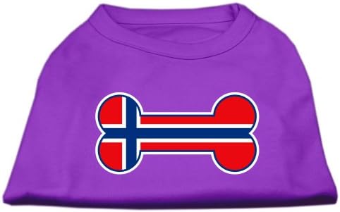 Мираж Миленичиња Производи 14-Инчен Коска Во Облик На Норвешка Знаме Екран Печатење Кошули За Домашни Миленици, Големи, Виолетови