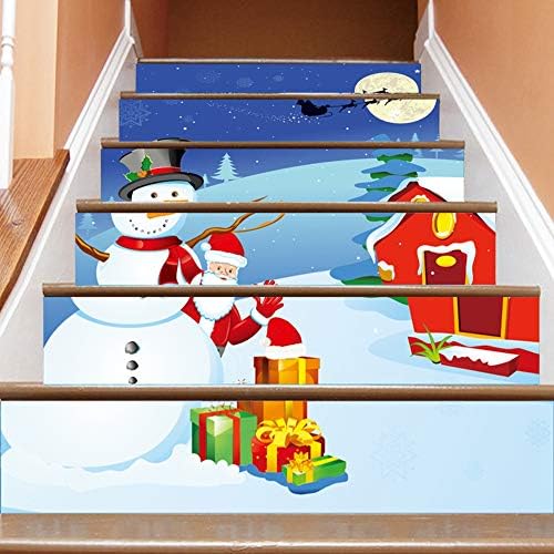 Божиќен wallид Деклас, 6 парчиња ПВЦ Божиќни налепници Скали за скалило три-димензионално wallидно сликарство за забавно декорација