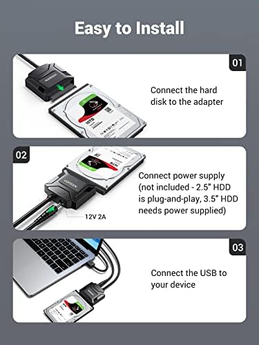 Ugreen SATA до USB 3.0 адаптер кабел за 3,5 2,5 инчи SSD HDD SATA III хард диск конвертор Поддршка UASP Компатибилен со Samsung Seagate