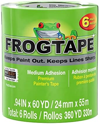 Frogtape 240659 мулти-површинска сликарска лента со бок-блок, средна адхезија, 0,94 инчи x 60 јарди, зелени, 6 ролни и 280220 лента на сликарски површински сликар со боја на слика.94