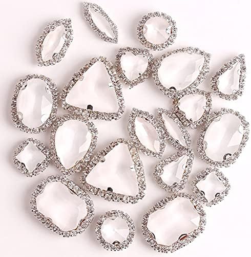 HJKOGH Сончоглед од типот сребрена канџи поставена 10 форми на мешан желе бонбони бело стакло кристал со украси на ланец на нокти украси