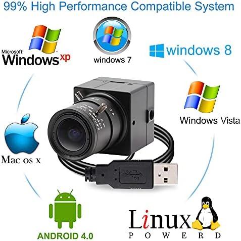Hotpet 1080P USB Веб Камера, 2.8-12mm Варифокална Рачна Леќа, 2MP USB2. 0 Веб Камера, Ниско Осветлување 0.01 Лукс, H. 264 ВИСОКА