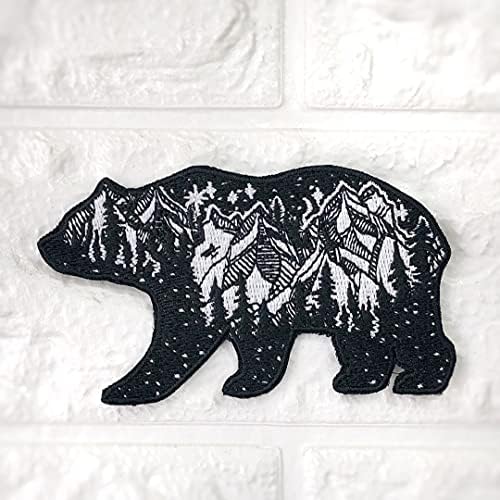 Остриги Калифорнија мечка со планини starsвезди Месечината на отворено пејзаж добро изработен квалитет шиење/ железо на везена декоративна