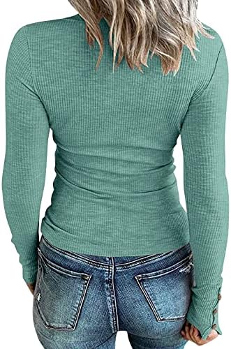 Женски џемпери за пулвер со долги ракави на врвови со лекови кошули надолу со блузи Основни плетени маици со плетена лента