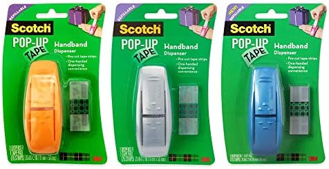 533483 Scotch Pop -up Tape Randband Dispenser, 3/4 x 2 инчи, 75 ленти/подлога, 1 подлога/пакет - боите може да се разликуваат