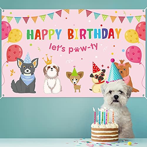 Декорации за кучиња за кучиња, розово кученце куче, тематски роденденски партии, им дозволува на забавата банер за позадини кучиња мачки