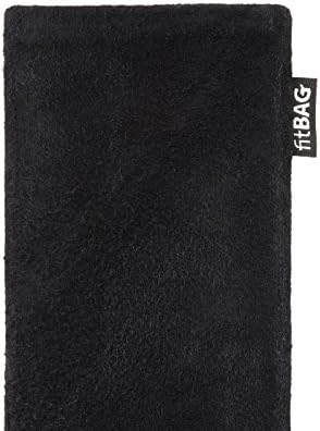 Fitbag Fusion Black/Black Custom прилагодена ракав за Nokia 6500 Classic. Торбичка за мешавина од кожа Nappa/Suede со интегрирана