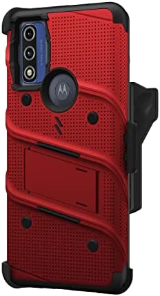 Зизо Болт пакет за Moto G Pure Case со заштитник на екранот за лансирање на футроли на екранот - црвена и црна боја