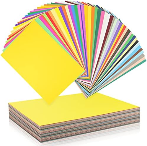Wykoo A4 големина Шарен картон 250GSM, 50 разновидни бои, премија за дебели картички за DIY уметност, правење картички, занаетчиски,