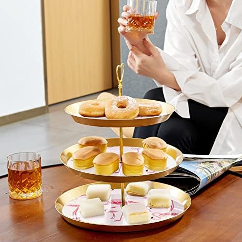 Торта штанд сет 3 нивоа на кекс -кекс стои за еднократно тесто чинија за свадбени родендени чајни украси, фламинго тропско животно