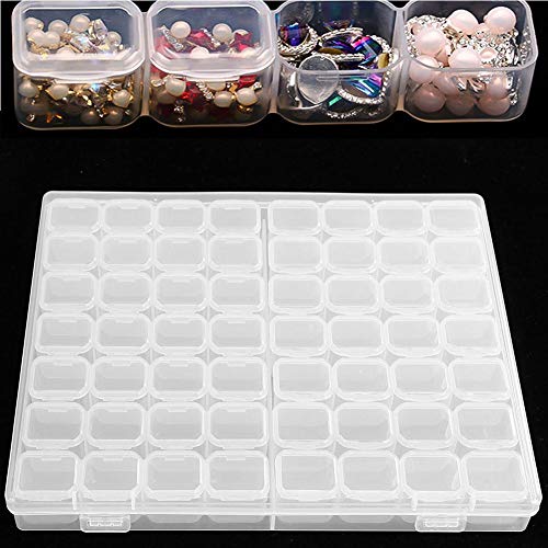 Кутија за складирање на накит, 56 слотови за сад за нокти, пластична организатор кутија за нокти Полски за складирање на уметност за шиење