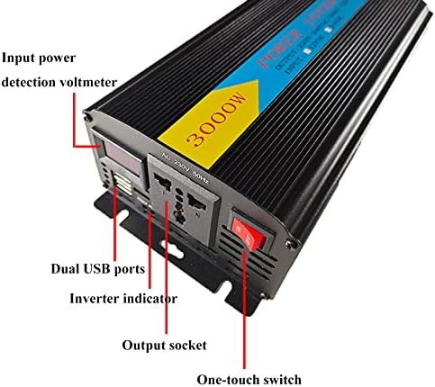 3000w Модифициран Синусен Бран Моќ Инвертер 12/24V DC до 110/220V AC Приклучок За Автомобил Приклучок Конвертор Мулти-Заштита И LED Светлосен