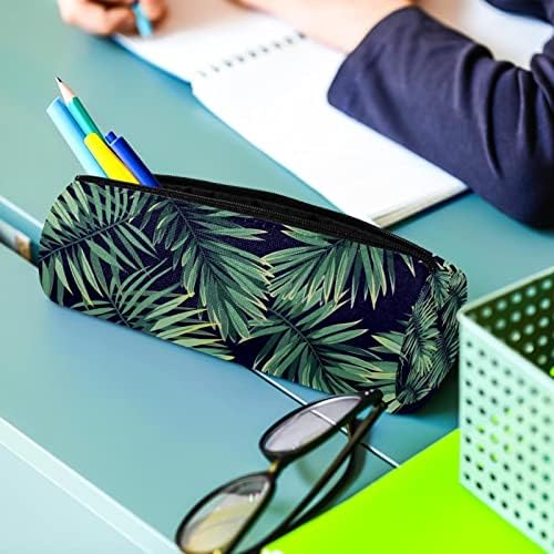 Тропски зелени лисја растителни моливи случај Студентски канцелариски торбички торбички патент пенкало торба шминка козметика торба