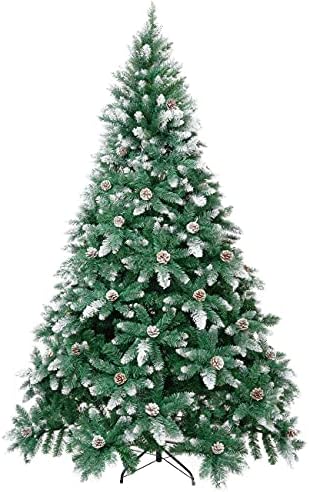 Вештачко новогодишно дрво Винрег 4,5,6,7,5 стапки Снег Комплетен собрани шарки со бор конус за декорација на нелиско ниво на Божиќ