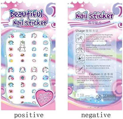 10 листови налепници за уметност со еднорог за нокти за деца девојчиња, самолепливи декорации за нокти за маникир за уметност за нокти