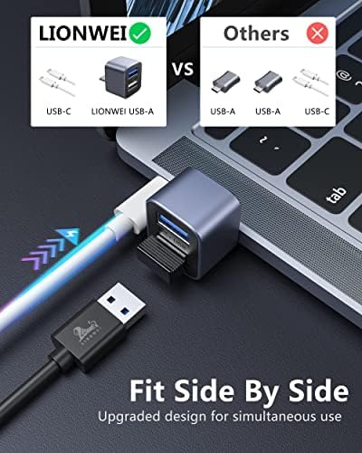 USB C До USB A Адаптер, 2-во-1 USB C Машки До Двојна USB Женски Адаптер, USB C ДО USB 3.0 Конектор со Брз Пренос На Податоци За Macbook