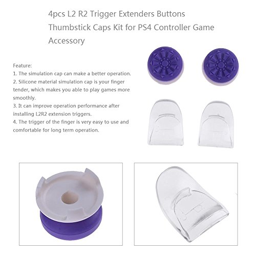 PS4 Контролер палецот затемнувања, L2 R2 Trigger Extenders Game Game Game Remote Joystick Cap за PlayStation 4 пакет од 4