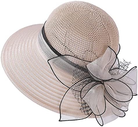Капчиња органза цветна слама сонце капа за жени, француска чај забава капа Кентаки Дерби црква капа летна плажа