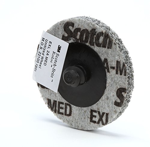 Скоч -брут Ролок Еклизирано тркало XL -ur - 6A Средно решетка силиконски карбид - Метално дебагирање, тркало за завршување и полирање - 3 “, без