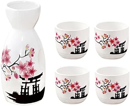 5 Парчиња Сет За Саке Традиционален Јапонски Сет За Чаши За Саке Рачно Насликан Дизајн Порцеланска Керамика Керамички Чаши Занаети
