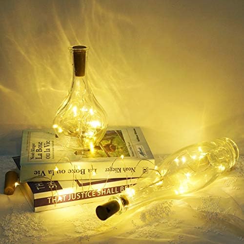Светла за шише со вино со плута, батерија оперирана од 20 LED плута облик сребрена жица шарена самовила мини жичани светла за DIY, забава,