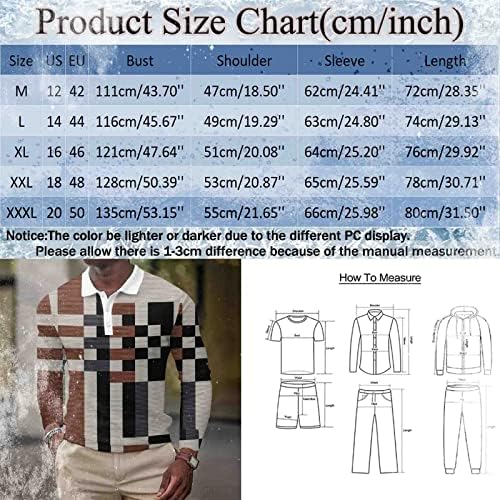 XXBR машки поло маички со долги ракави предни плочки копче Хенли кошула Ретро етнички ацтеки геометриски печати за секојдневни врвови