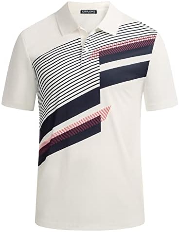 ПЈ Пол onesонс мажи геометриски принтрик со кратки ракави поло маица лесна кошула за голф